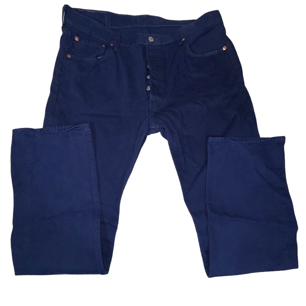 Levi's 501 Original Fit Straight Leg Jeans Mens 36x34 Blue Button Fly